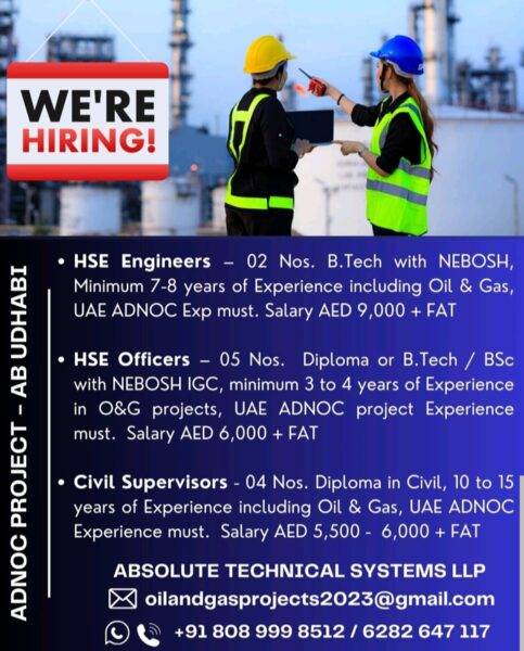 Hse Officers Jobs In Adnoc Project Salary Aed Fat Hse Study