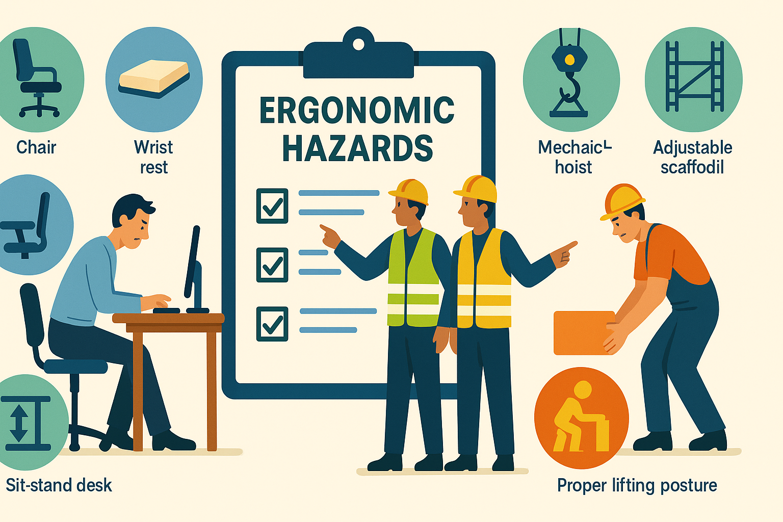 Ergonomic Hazards in Office and Construction Work: Identification & Control